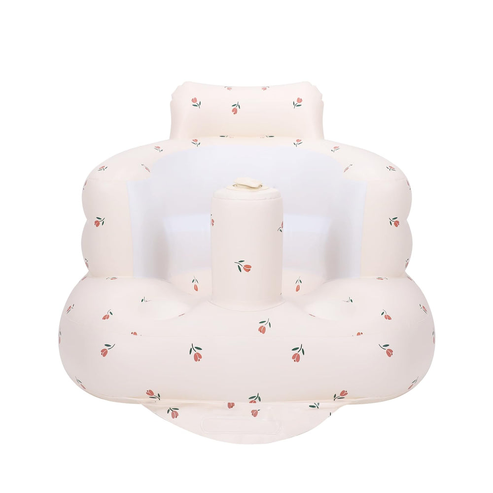 AirSwim inflatable baby chair folded for compact storage and travel.