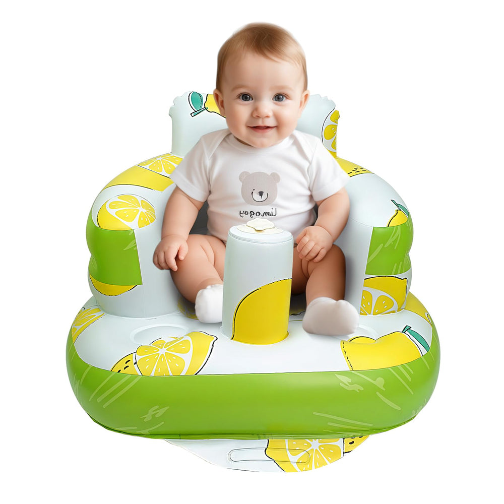 AirSwim inflatable baby seat back view with supportive curved backrest for early sitting.
