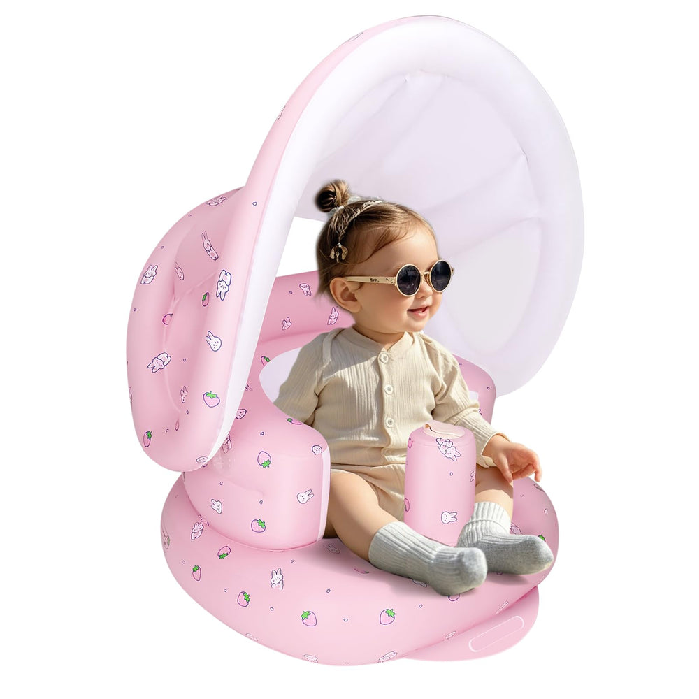 AirSwim inflatable baby seat with canopy for outdoor use and sun protection