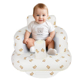 AirSwim inflatable baby seat front view showing curved backrest for sit-up support.
