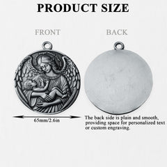 aiviwiai guardian angel medal with white ribbon ready for hanging over the crib.
