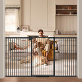 AiWMGL 40-55 tall dog gate in hallway for safe doorway access.