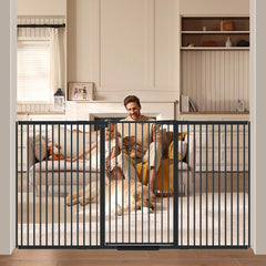 AiWMGL 40-55 tall dog gate in hallway for safe doorway access.
