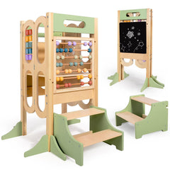 aiwo 6in1 foldable toddler tower folded-design image showing compact storage