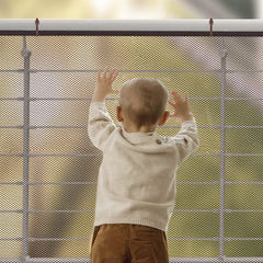 Aixingyun child safety net on stairs showing durable polyester mesh for reliable baby proofing.