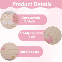 Ajcotahm Newborn photo prop pink sign highlights birth details in photos.