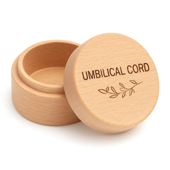 Ajcotahm umbiliical cord keepsake box closeup shows natural beech wood craft for lasting memories