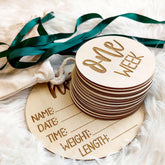 AJDVART Hello World sign from wooden milestone set, ideal newborn photo prop
