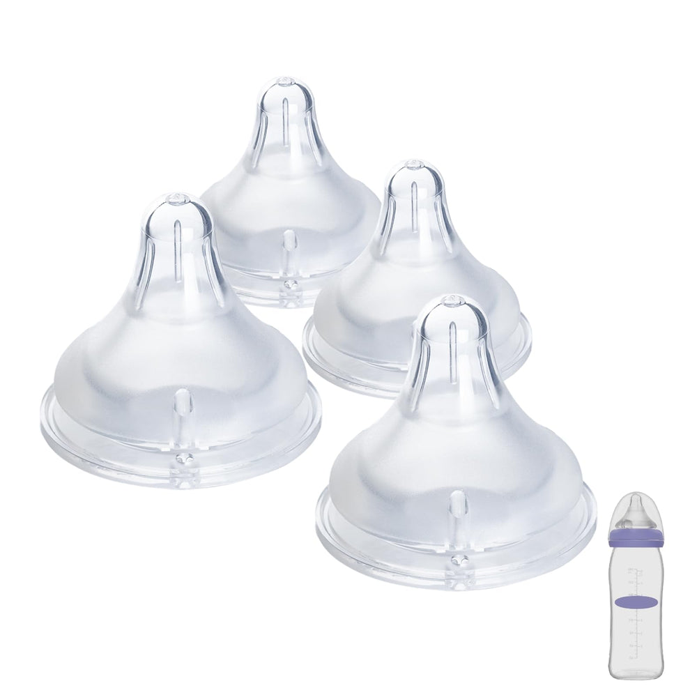 Ajrwiiy 4-count nipples compatible with Lansinoh NaturalWave for secure latch and natural-feel feeding
