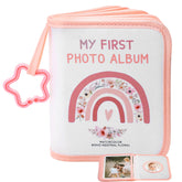 AKAYOK small photo album boho rainbow cover shows durable, eco-friendly materials for lasting baby memories.