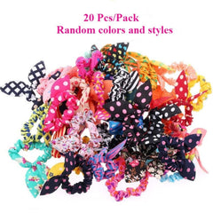 AKOAK assorted colors rabbit ear hair ties demonstrating vibrant color options for outfits.