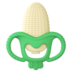 Akolik baby teething toy corn-d in silicone provides cooling relief for soothing gums.