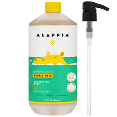 Alaffia Babies Bubble Bath Pump bottle ready for gentle cleansing during bath time.