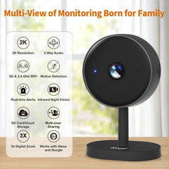 Alaga 2K security camera demonstrates night vision for clear footage in low light.