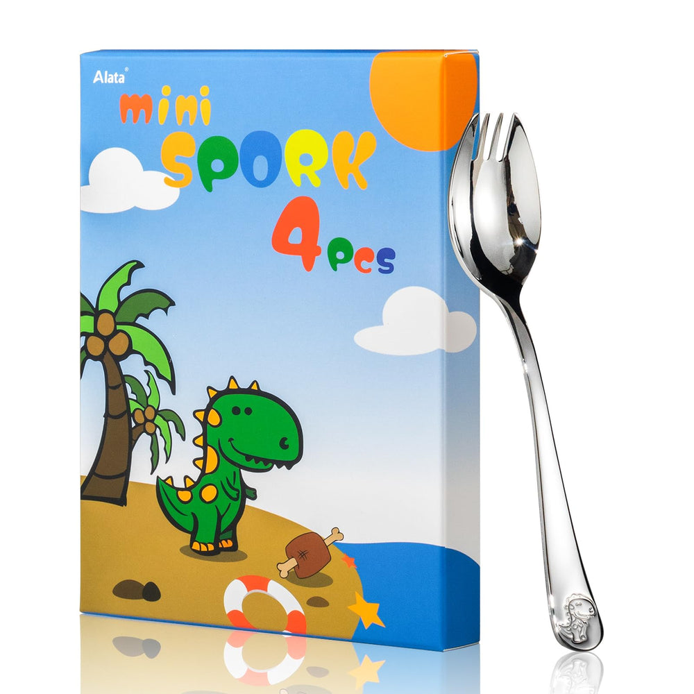 Alata mini sporks packaged in cartoon packaging ideal as a gift-ready toddler mealtime option