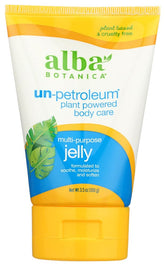Alba Botanica Un-Petroleum Jelly packaging, ideal travel companion for on-the-go moisture.