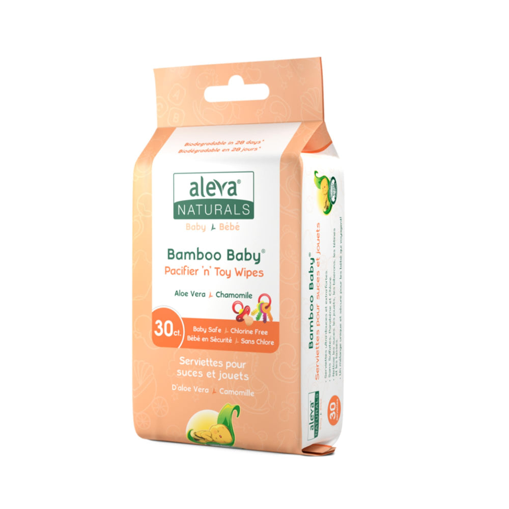 Aleva Naturals bamboo baby pacifier wipe package for on the go