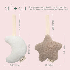 Ali+Oli moon-white design doubles as adorable nursery decor and pacifier keeper