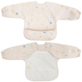 Ali+Oli Smock Bib Undersea long-sleeve front view offers waterproof protection during feeding.