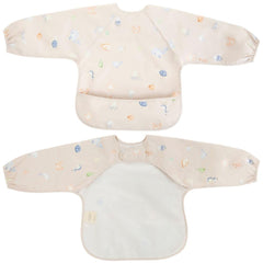 Ali+Oli Smock Bib Undersea long-sleeve front view offers waterproof protection during feeding.