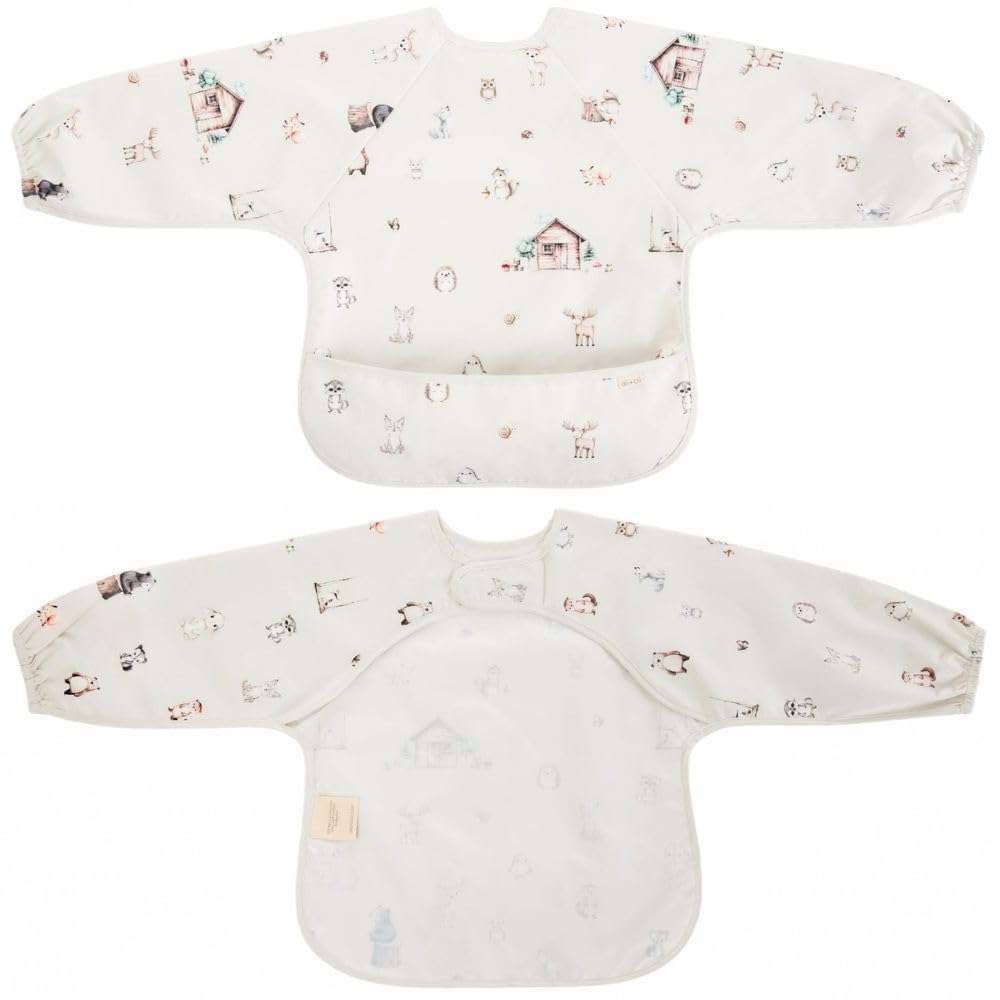 Ali+Oli Smock Bib Woodlands long-sleeve during meals protects clothing