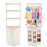 ALinmo headband holder macrame front view keeps baby bows neat