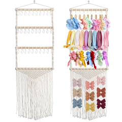 ALinmo headband holder macrame front view keeps baby bows neat