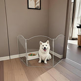 All Cheerful clear acrylic freestanding dog gate front view, stable doorway barrier.