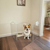 All Cheerful Clear Dog Gate crystal-clear panels offer unobstructed visibility for monitoring pets.
