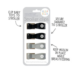 All4Ella stroller clips demonstrate quiet, secure fasteners for lightweight blankets.