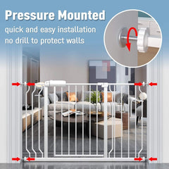 ALLAIBB auto-close steel gate highlights durable construction for safe baby and pet containment