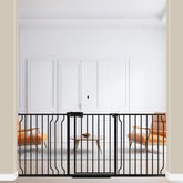 ALLAIBB extra wide baby gate front view shows sturdy steel construction for home safety.