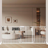 ALLAIBB extra wide baby gate walk-through in white, easy passage for adults and pets.