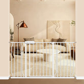 ALLAIBB extra-wide gate front view illustrates sturdy steel design for safe, unobtrusive use