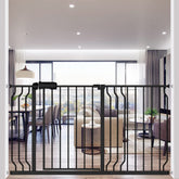 ALLAIBB extra-wide gate installation diagram shows tool-free setup for quick use.