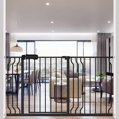 ALLAIBB extra-wide gate installation diagram shows tool-free setup for quick use.