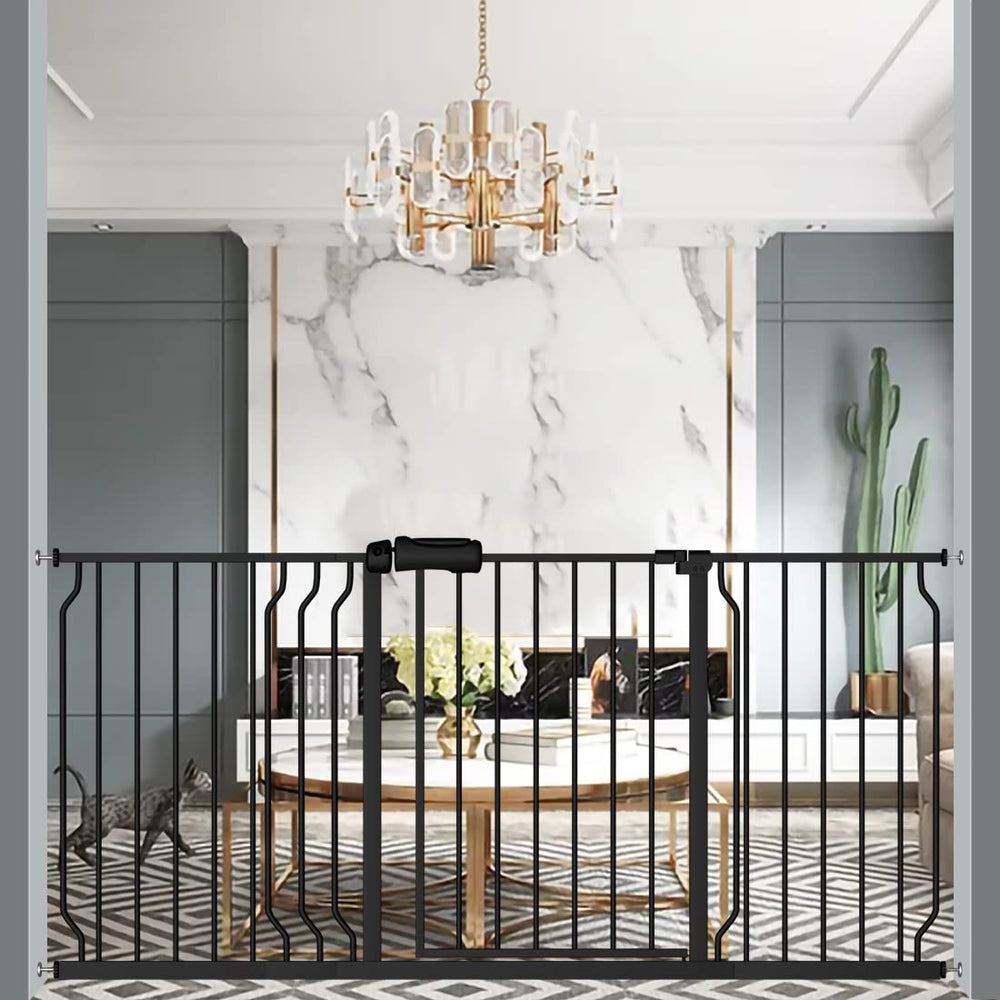 ALLAIBB extra-wide gate walk-through black enables safe, easy passage for adults and pets.