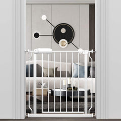 ALLAIBB narrow walk-through gate assembly shows tool-free setup and tension mounting.