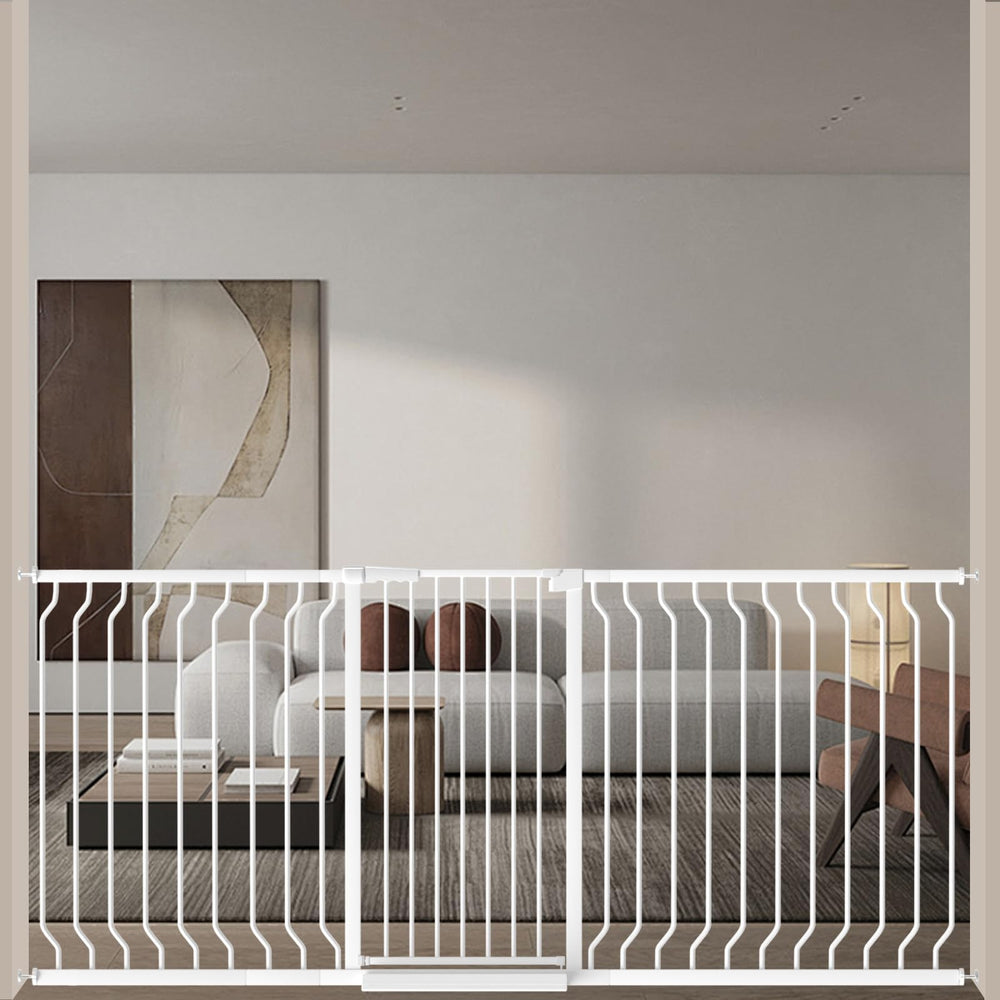 ALLAIBB White 40.55-inch gate closed, sturdy doorway safety in action.