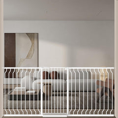 ALLAIBB White 40.55-inch gate closed, sturdy doorway safety in action.