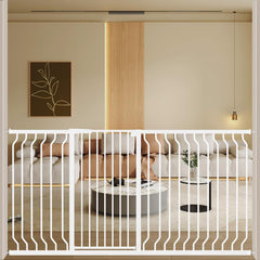 ALLAIBB White gate front view, sturdy steel frame supports durable baby space.