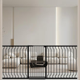 ALLAIBB Black extra tall gate front view helps keep toddlers safe at doorways.