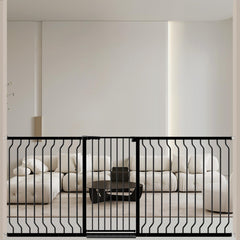 ALLAIBB Black extra tall gate front view helps keep toddlers safe at doorways.