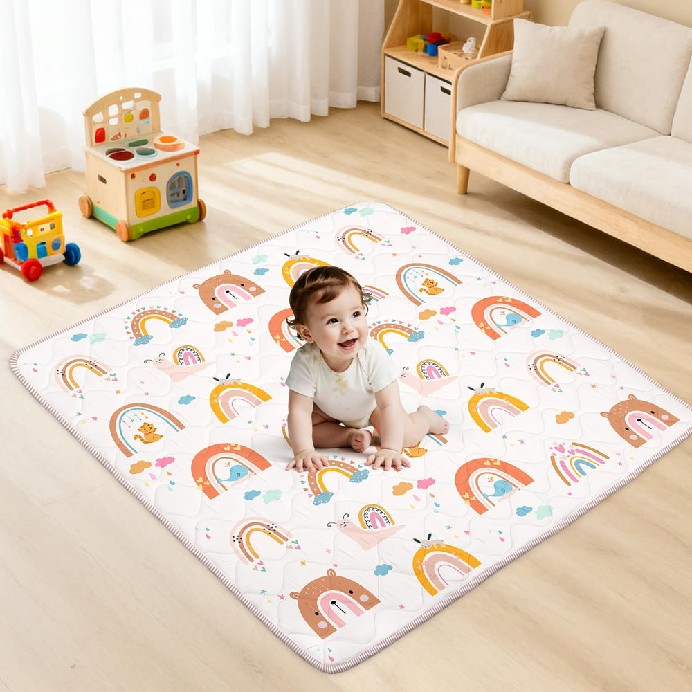 alldomess baby play mat foam closeup highlights thick cushioning for tummy time