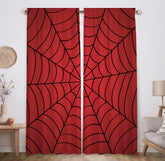 Allenjoy Superhero Spider Web curtains close-up shows durable microfiber for kids rooms.