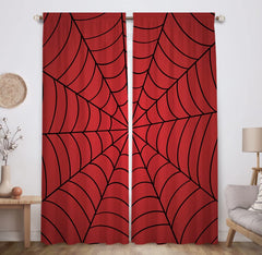 Allenjoy Superhero Spider Web curtains close-up shows durable microfiber for kids rooms.