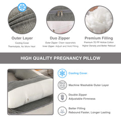 ALLOPERA pregnancy pillow U-shape 360-degree support for hips and shoulders.
