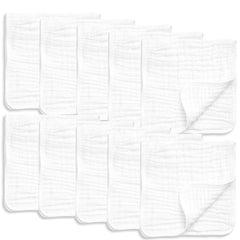 AllSett Health muslin burp cloths folded for easy storage and quick grabbing