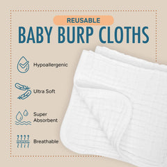AllSett Health muslin burp cloths in use with baby during feeding and burping