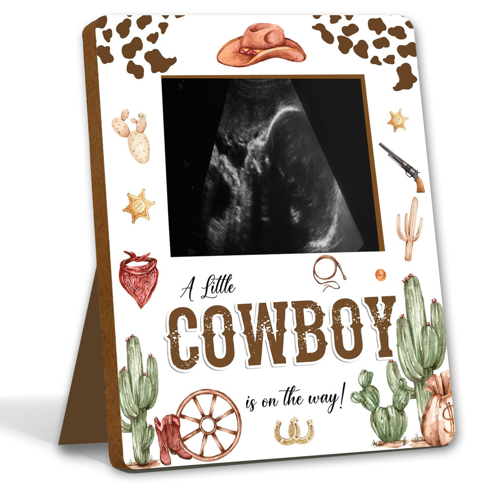ALodr Cowboy Baby Shower Frame front view for keepsake photos